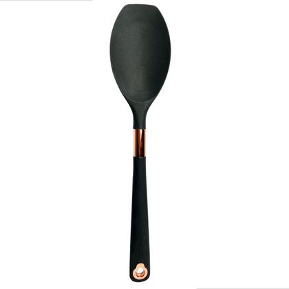 Imagem de Kit Com 5 Utensílios De Cozinha Em Silicone Cinza Resistente ao Calor Não Risca Panela Antiaderente