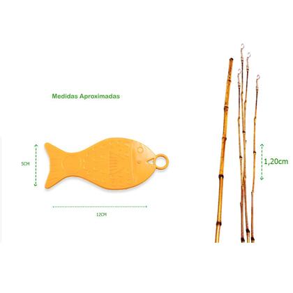 Imagem de Kit Com 5 Varinhas De Pesca C/ 10 Peixinhos Pescaria Festa Junina Arraiá