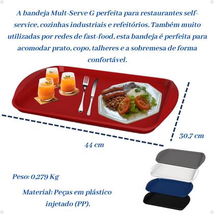 Imagem de Kit com 50 Bandejas Multiuso Retangular 44x30,7 cm Resistente Restaurante Self Service Lanchonete