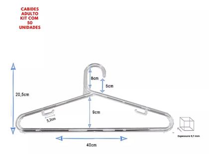 Imagem de Kit Com 50 Cabides De Acrílico Atacado Adulto Transparente