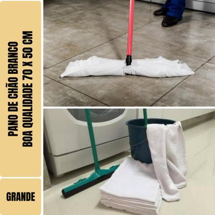 Imagem de Kit com 50 - Pano De Chão Branco Alvejado 70 X 50 Cm - Neves - Grande - Tipo Saco Duplo