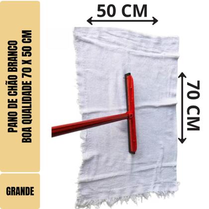 Imagem de Kit com 50 - Pano De Chão Branco Alvejado 70 X 50 Cm - Neves - Grande - Tipo Saco Duplo