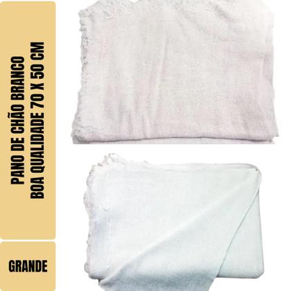 Imagem de Kit com 50 - Pano De Chão Branco Alvejado 70 X 50 Cm - Neves - Grande - Tipo Saco Duplo