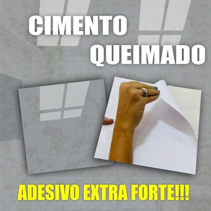 Imagem de Kit com 50 placas marmore adesivas alto brilho parede e piso - cimento queimado