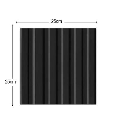 Imagem de Kit com 50 Placas Ripada Preta 25x25cm 3D Decorativa Revestimento Plástico PVC Auto Relevo