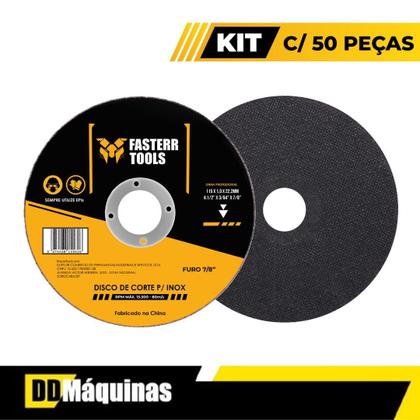 Imagem de Kit Com 50 Unidades Disco De Corte 115mm Aço inox 4.1/2 X 3/64 X 7/8