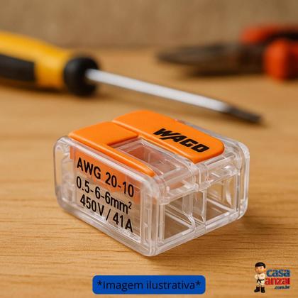 Imagem de Kit com 50 wago conector junção 2 fios 0,5-6mm (41a) cristal 221-612 (caixa fechada)