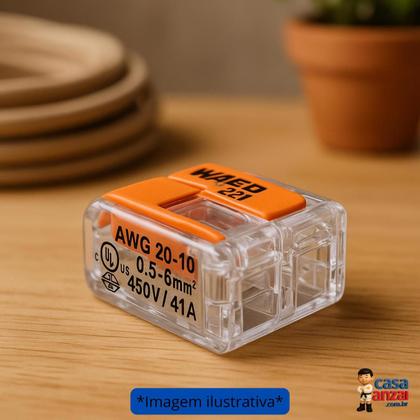 Imagem de Kit com 50 wago conector junção 2 fios 0,5-6mm (41a) cristal 221-612 (caixa fechada)
