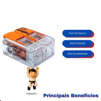 Imagem de Kit com 50 wago conector junção 2 fios 0,5-6mm (41a) cristal 221-612 (caixa fechada)