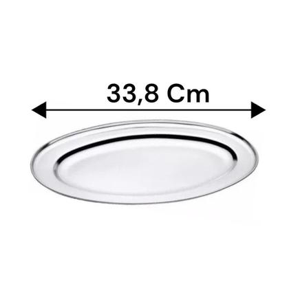 Imagem de Kit Com 6 Bandeja Travessas Oval Rasa Inox Média 33,8 Cm Bar