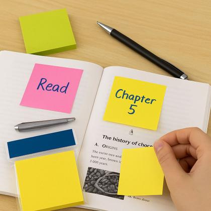 Imagem de Kit com 6 Blocos Adesivos 76x76mm Autocolantes 100 Folhas Cores Sortidas