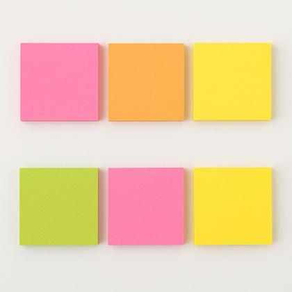 Imagem de Kit com 6 Blocos Adesivos 76x76mm Autocolantes 100 Folhas Cores Sortidas