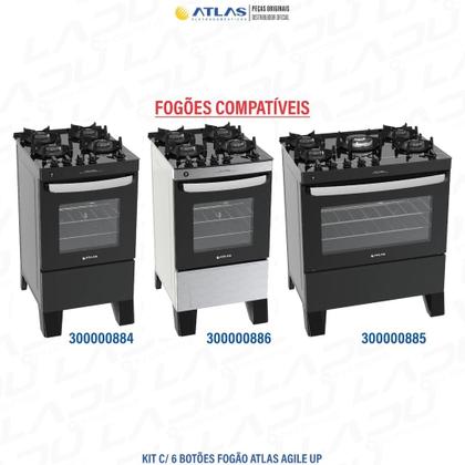 Imagem de Kit com 6 botões Manipulos para fogão Atlas Agile Up