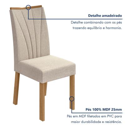 Imagem de Kit com 6 Cadeiras para Sala de Jantar Estofadas Apogeu