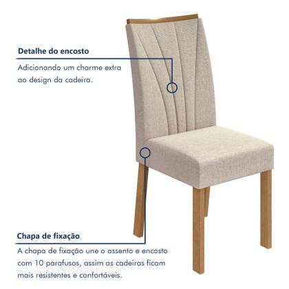 Imagem de Kit com 6 Cadeiras para Sala de Jantar Estofadas Apogeu
