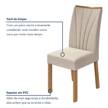 Imagem de Kit com 6 Cadeiras para Sala de Jantar Estofadas Apogeu