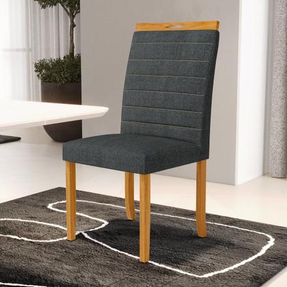 Imagem de Kit Com 6 Cadeiras Sara Madeira Maciça Estofadas Para Mesa De Jantar