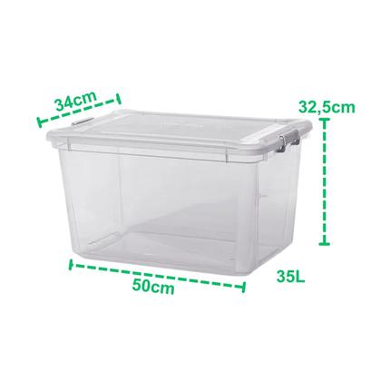 Imagem de Kit com 6 Caixa Organizadora Multiuso Plástico Brinquedos 35L C/ Tampa
