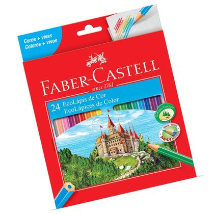 Imagem de Kit com 6 caixas de lápis de cor Faber-Castell com 24 cores