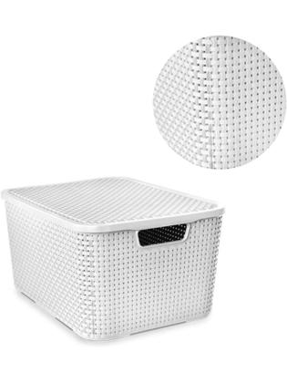 Imagem de Kit com 6 Caixas Organizadora Cesto Rattan 7 Litros Branco - Cesto Arqplast