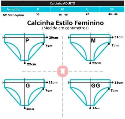 Imagem de Kit Com 6 Calcinhas Em Algodão Cós Elástico Largo Estilo REF305