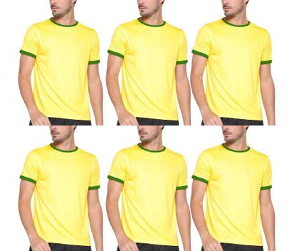 Imagem de Kit com 6 Camisas Camisetas Blusas Baby Looks T-shirts Masculina Feminina Slim Básica 100% Algodão