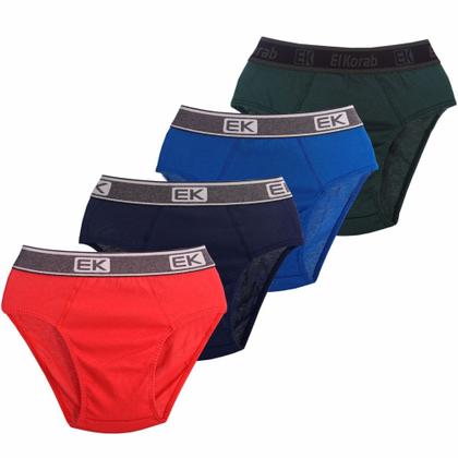 Imagem de Kit com 6 Cueca Tradicional Slip Adulto EK Original EL KORAB 100 Algodão