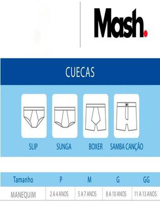 Imagem de Kit com 6 Cuecas Infantil Boxer Mash 190.03 Colorido