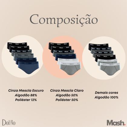 Imagem de Kit Com 6 Cuecas Mash Tradicional Adulto Masculina Slip Basica Em Algodao Cotton Conforto Com Corte Lateral