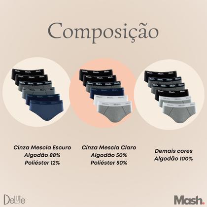 Imagem de Kit Com 6 Cuecas Mash Tradicional Adulto Masculina Slip Basica Em Algodao Cotton Conforto Com Corte Lateral
