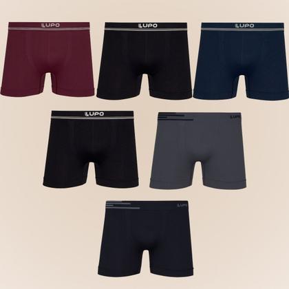 Imagem de Kit Com 6 Cuecas Microfibra Masculino Boxer Box Original Lupo Básico Sem Costura Cores Básicas