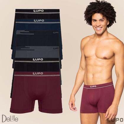 Imagem de Kit Com 6 Cuecas Microfibra Masculino Boxer Box Original Lupo Básico Sem Costura Cores Básicas