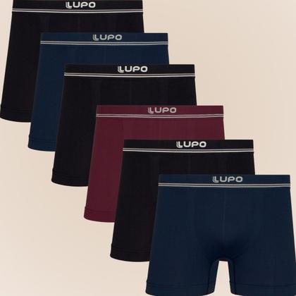 Imagem de Kit Com 6 Cuecas Microfibra Masculino Boxer Box Original Lupo Básico Sem Costura Cores Básicas