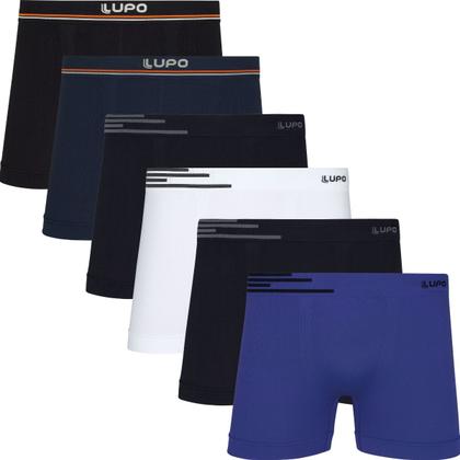 Imagem de Kit Com 6 Cuecas Microfibra Masculino Boxer Box Original Lupo Básico Sem Costura Cores Básicas