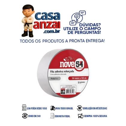 Imagem de Kit com 6 Fita Reforçada Silver Tape 50mmx10m Prata-Nove54
