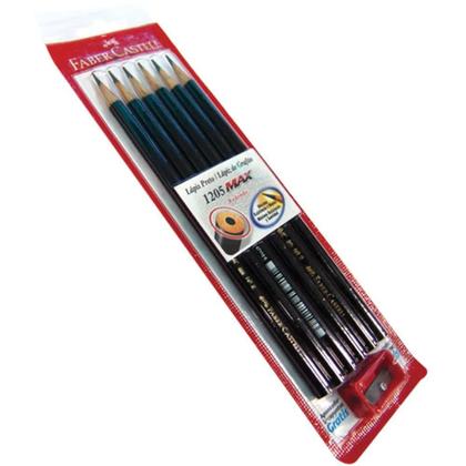 Imagem de Kit com 6 Lápis Grafite Nº 2B Redondo mais Apontador, FaberCastell, EcoLápis Max