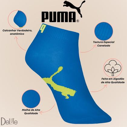 Imagem de Kit com 6 Meias Esportiva Puma Infantil Cano Baixo Sport Calcanhar Verdadeiro Lisa Modelo Sapatilha