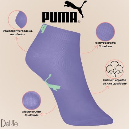 Imagem de Kit com 6 Meias Esportiva Puma Infantil Cano Baixo Sport Calcanhar Verdadeiro Lisa Modelo Sapatilha