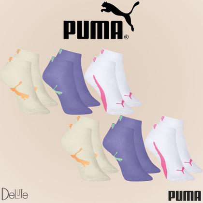 Imagem de Kit com 6 Meias Esportiva Puma Infantil Cano Baixo Sport Calcanhar Verdadeiro Lisa Modelo Sapatilha