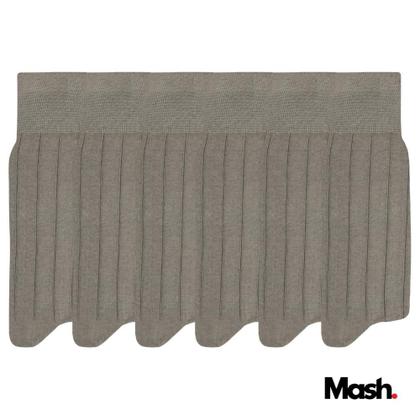 Imagem de Kit Com 6 Pares De Meia Social Mash 100% Algodão Canelada Longa