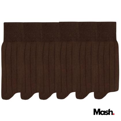 Imagem de Kit Com 6 Pares De Meia Social Mash 100% Algodão Canelada Longa
