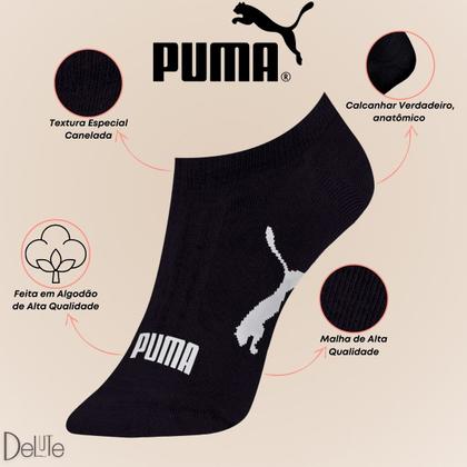 Imagem de Kit com 6 Pares de Meias Adulto Puma Modelo Sapatilha Calcanhar Verdadeiro Lisa Básica Esportiva