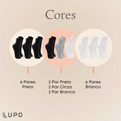 Imagem de Kit Com 6 Pares De Meias Cano Médio Infantil Lupo Original Para Menino E Menina Até Tamanho 35