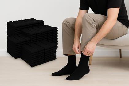 Imagem de Kit com 6 pares de meias cor preta cano alto veste 38 ao 44