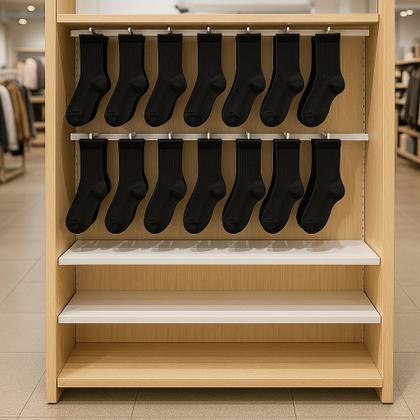 Imagem de Kit com 6 pares de meias cor preta cano alto veste 38 ao 44