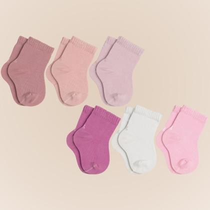 Kit com 6 Pares de Meias Lupo Baby Cano Curto sem Estampa Básica Lisa Kids Infantil em Algodão Imagem de Kit com 6 Pares de Meias Lupo Baby Cano Curto sem Estampa Básica Lisa Kids Infantil em Algodão
