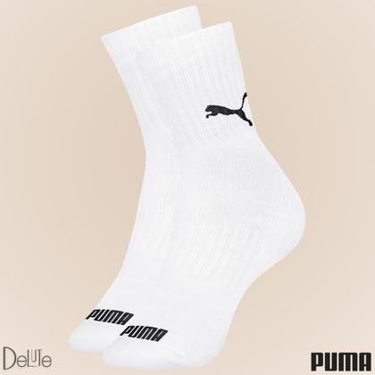 Imagem de Kit com 6 Pares de Meias Puma Modelo Cano Médio Lisa Básica Esportiva Calcanhar Verdadeiro Sport