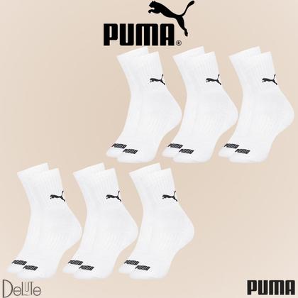 Imagem de Kit com 6 Pares de Meias Puma Modelo Cano Médio Lisa Básica Esportiva Calcanhar Verdadeiro Sport