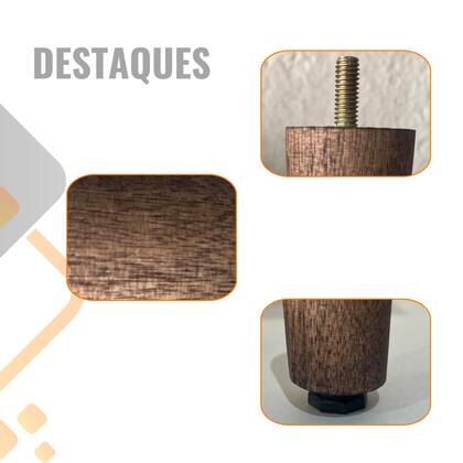 Imagem de Kit com 6 Pés para Cama Box  6 cm com Regulagem - Cor Mel