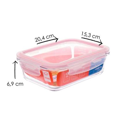 Imagem de Kit com 6 Potes de Vidro Herméticos Retangulares 1L Invicta